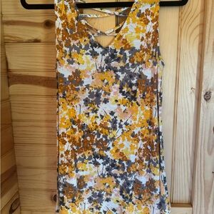 Maurices Yellow and Gray Floral Tank Top